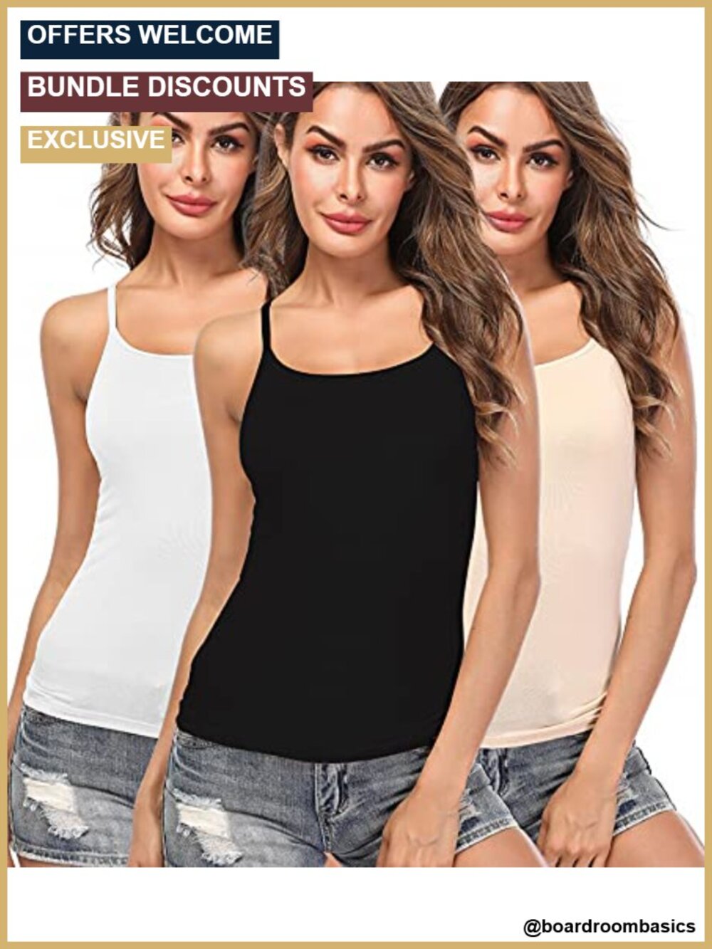 Women's Camisole with Built-In Padded Bra Spaghetti Strap Tank Top Slim Fit